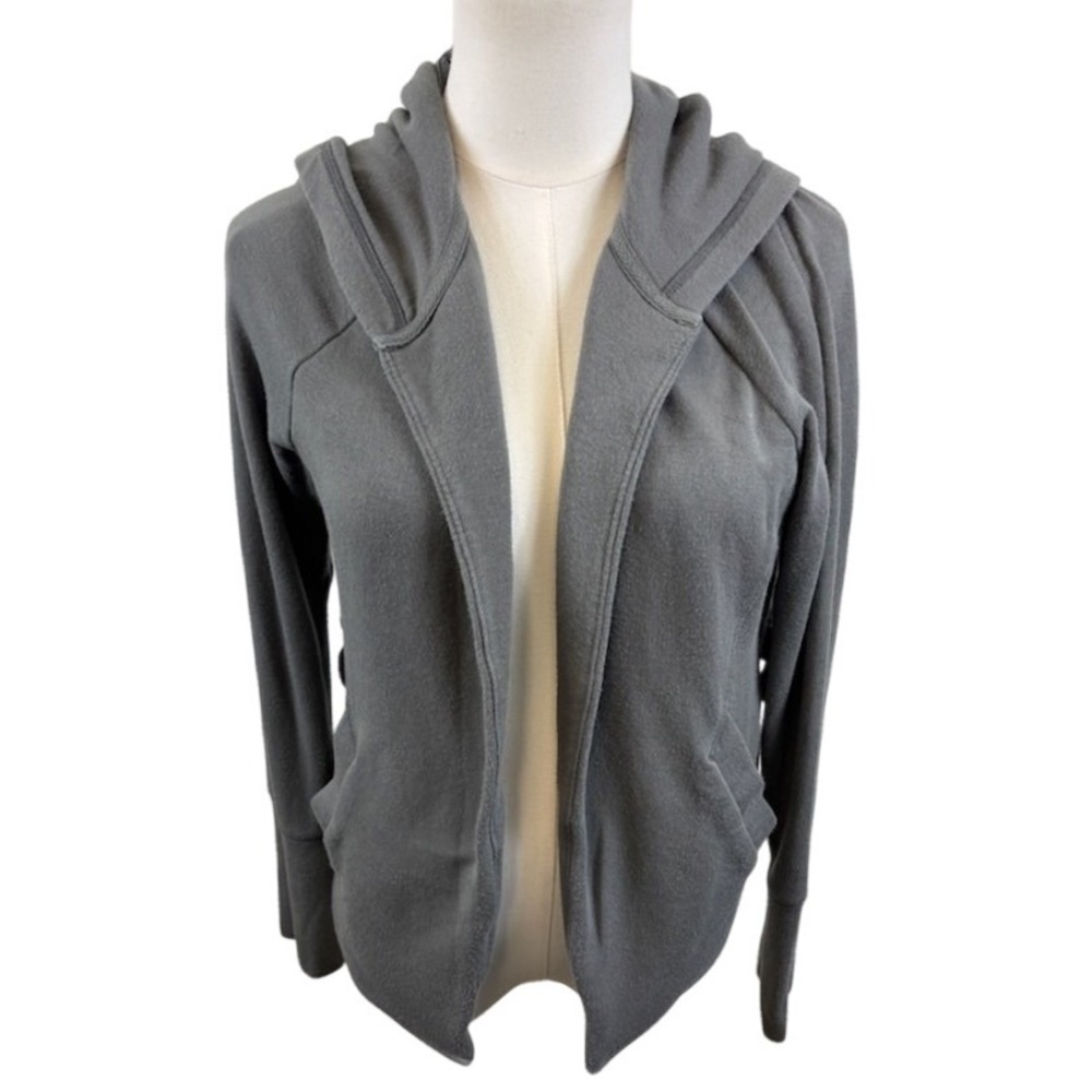Athleta‎ Hoodie Wrap Jacket Women's Size Small Gray Drawstring Back Yoga